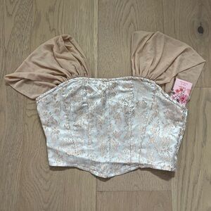 FREE with purchase. Elegant Cream Floral Women's Top